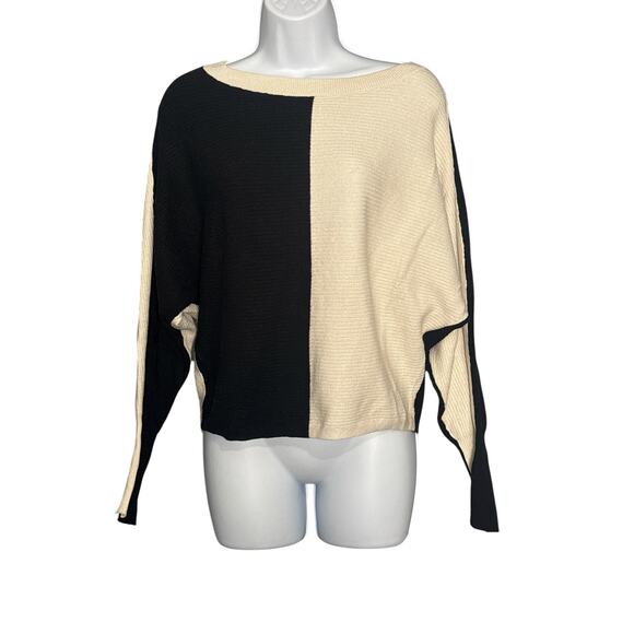 Cyrus Black & Ivory Colorblock Dolman Sweater S - Picture 1 of 5